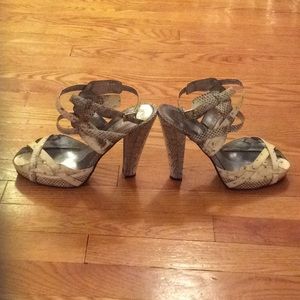 Ivory & Grey Snakeskin Strappy Heels